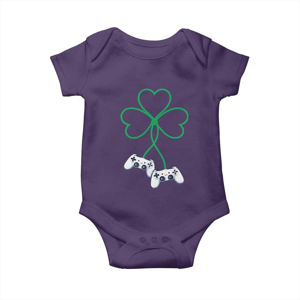 Video Game Lover St Patricks Day with Shamrock Controllers Baby Onesie