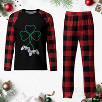 Video Game Lover St Patricks Day with Shamrock Controllers Plaid Pajama Set