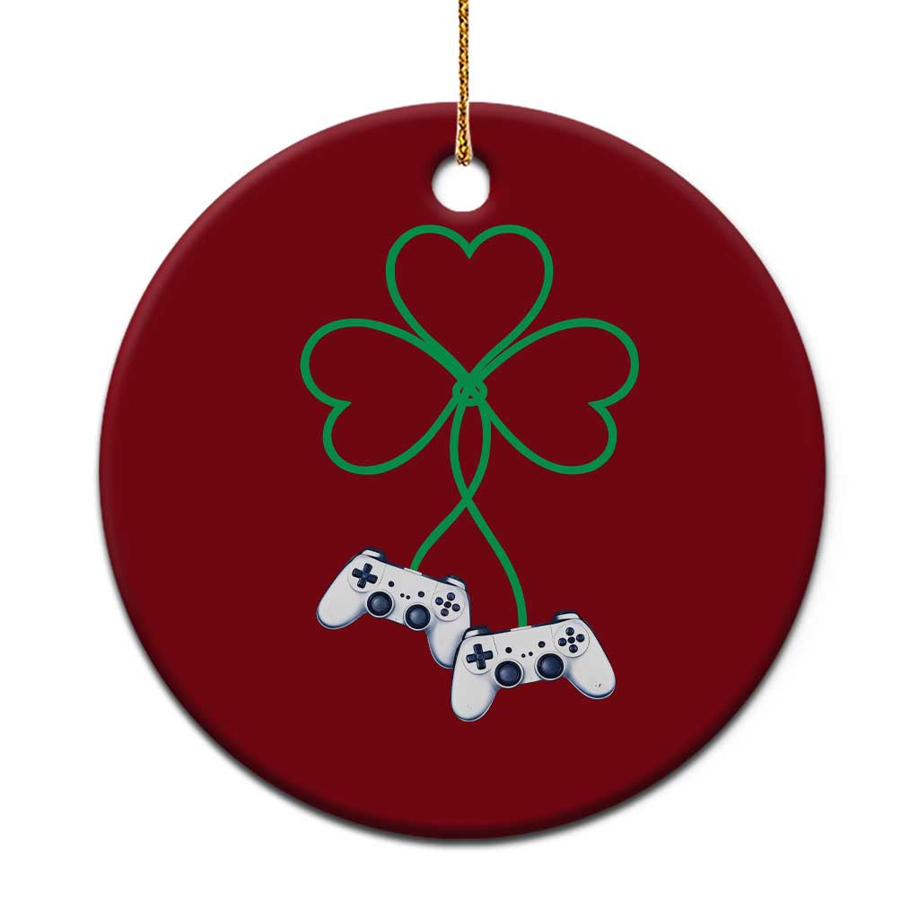 Video Game Lover St Patricks Day with Shamrock Controllers Ceramic Ornament