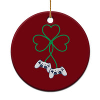 Video Game Lover St Patricks Day with Shamrock Controllers Ceramic Ornament