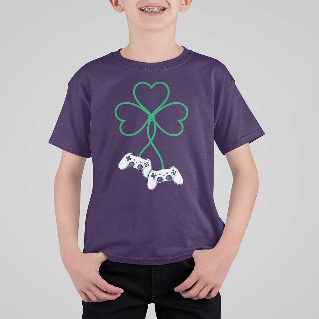 Video Game Lover St Patricks Day with Shamrock Controllers T Shirt For Kid