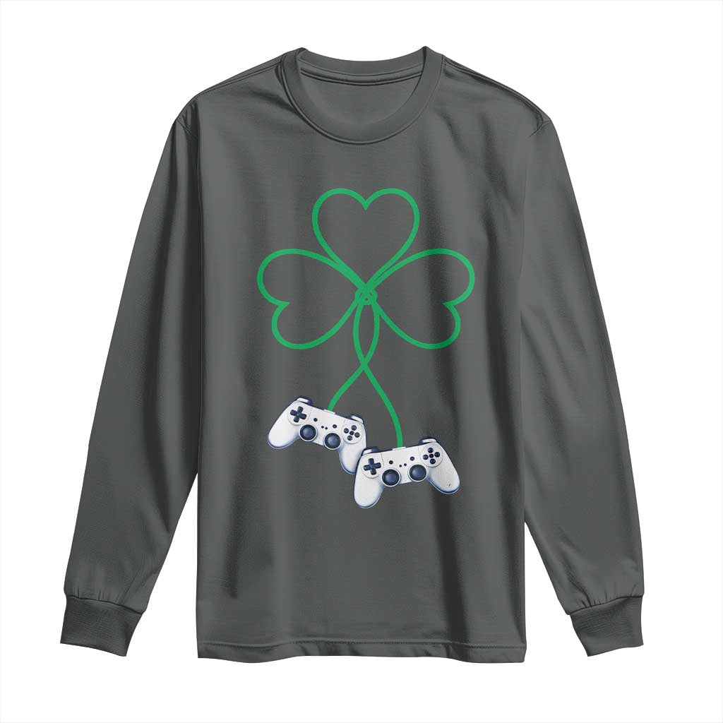 Video Game Lover St Patricks Day with Shamrock Controllers Long Sleeve Shirt