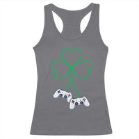 Video Game Lover St Patricks Day with Shamrock Controllers Racerback Tank Top