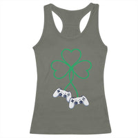 Video Game Lover St Patricks Day with Shamrock Controllers Racerback Tank Top