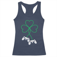 Video Game Lover St Patricks Day with Shamrock Controllers Racerback Tank Top