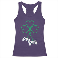 Video Game Lover St Patricks Day with Shamrock Controllers Racerback Tank Top