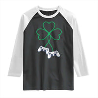 Video Game Lover St Patricks Day with Shamrock Controllers Raglan Shirt