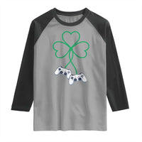 Video Game Lover St Patricks Day with Shamrock Controllers Raglan Shirt