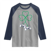 Video Game Lover St Patricks Day with Shamrock Controllers Raglan Shirt