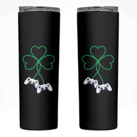 Video Game Lover St Patricks Day with Shamrock Controllers Skinny Tumbler
