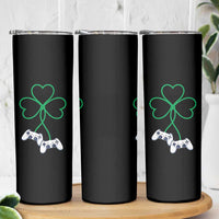 Video Game Lover St Patricks Day with Shamrock Controllers Skinny Tumbler