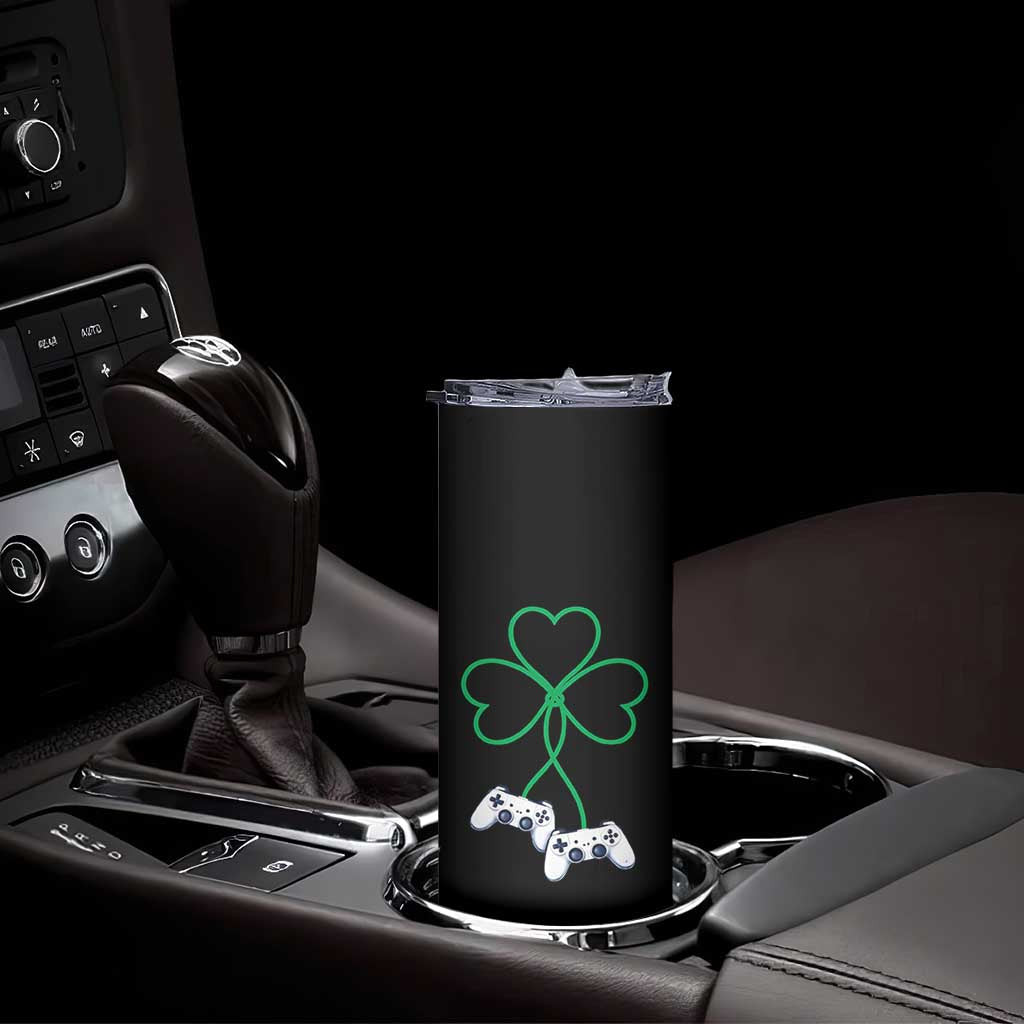 Video Game Lover St Patricks Day with Shamrock Controllers Skinny Tumbler