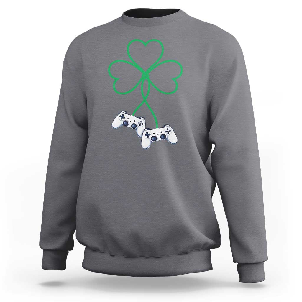 Video Game Lover St Patricks Day with Shamrock Controllers Sweatshirt