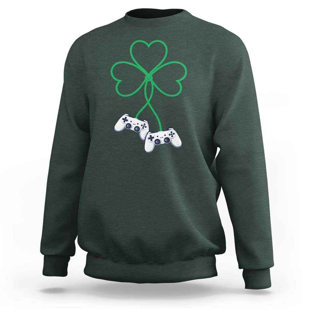 Video Game Lover St Patricks Day with Shamrock Controllers Sweatshirt