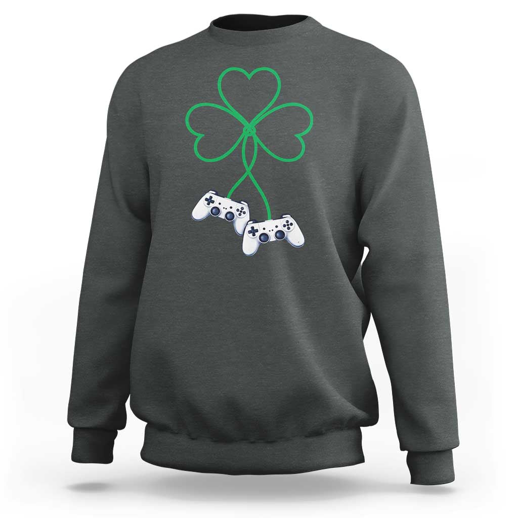 Video Game Lover St Patricks Day with Shamrock Controllers Sweatshirt
