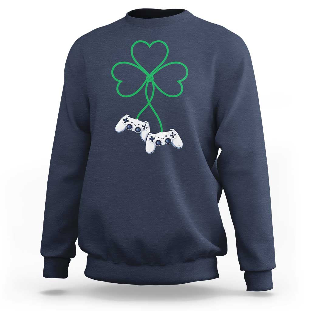 Video Game Lover St Patricks Day with Shamrock Controllers Sweatshirt