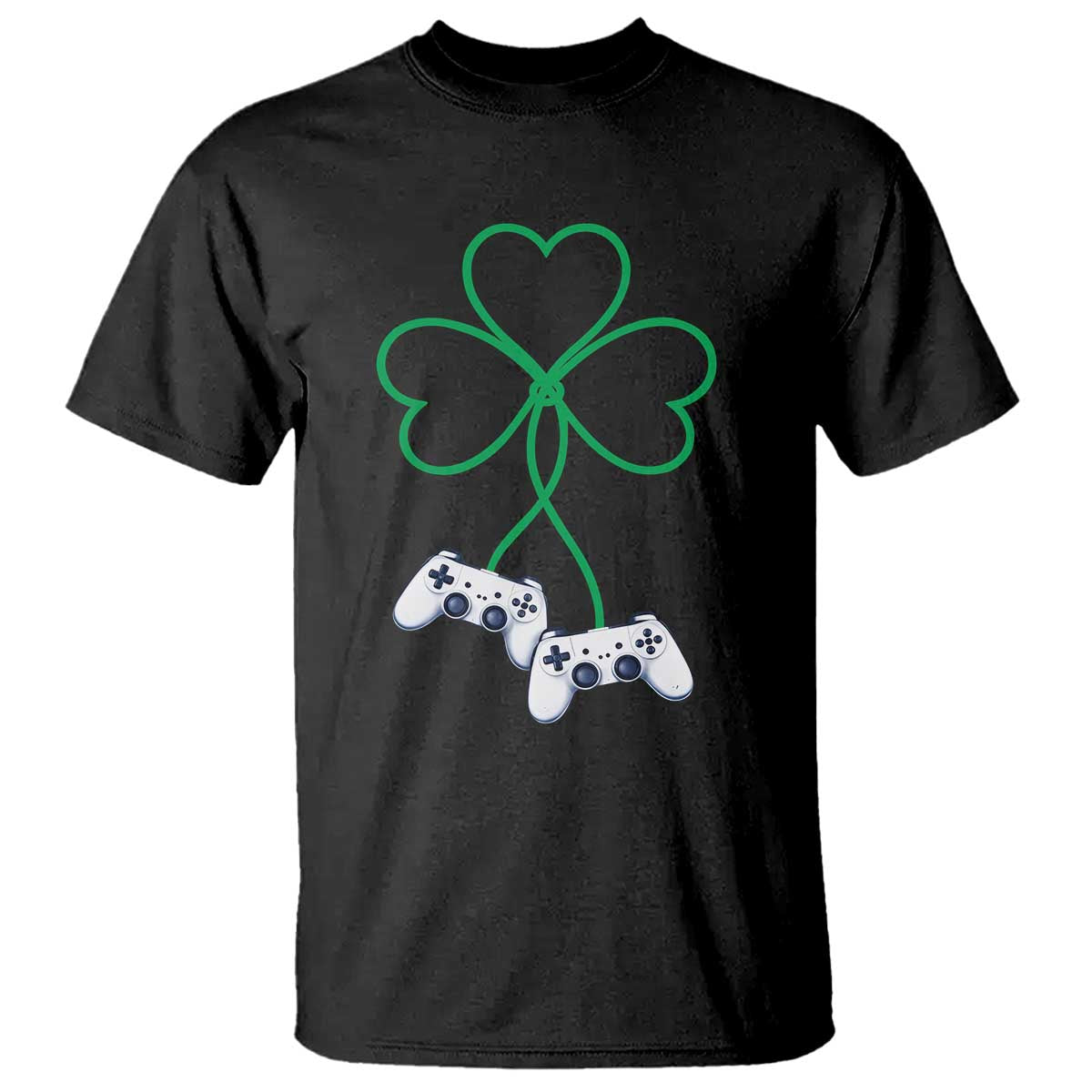 Video Game Lover St Patricks Day with Shamrock Controllers T Shirt