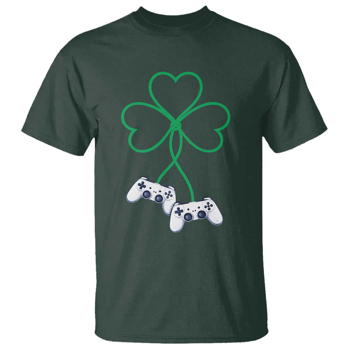 Video Game Lover St Patricks Day with Shamrock Controllers T Shirt