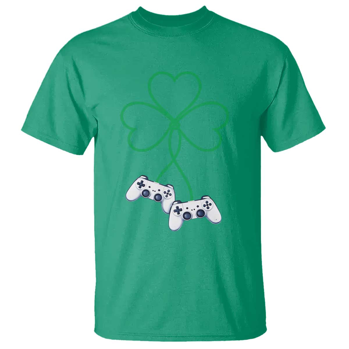 Video Game Lover St Patricks Day with Shamrock Controllers T Shirt