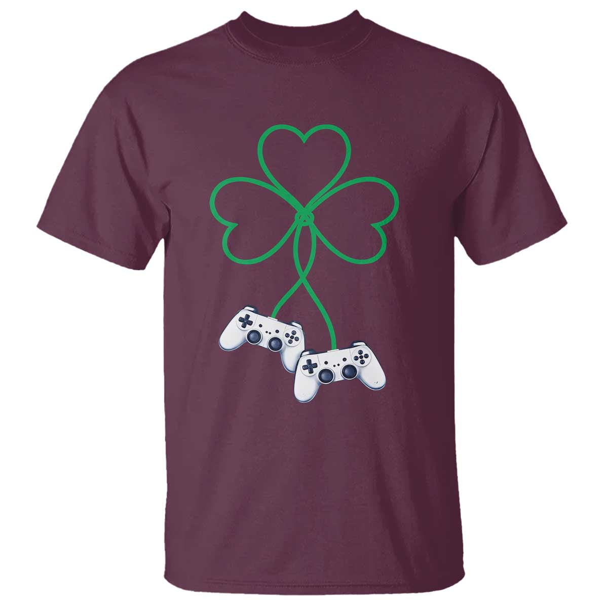 Video Game Lover St Patricks Day with Shamrock Controllers T Shirt