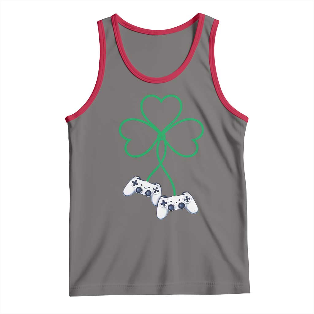 Video Game Lover St Patricks Day with Shamrock Controllers Tank Top