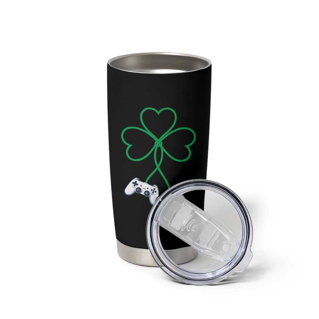 Video Game Lover St Patricks Day with Shamrock Controllers Tumbler Cup