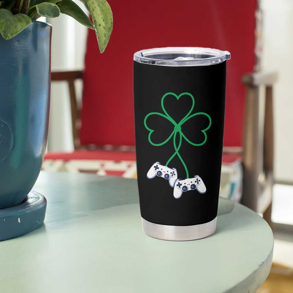 Video Game Lover St Patricks Day with Shamrock Controllers Tumbler Cup