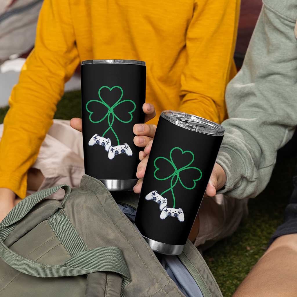 Video Game Lover St Patricks Day with Shamrock Controllers Tumbler Cup