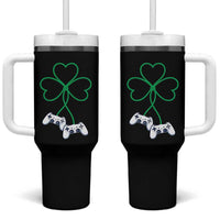 Video Game Lover St Patricks Day with Shamrock Controllers Tumbler With Handle