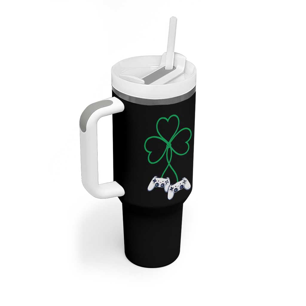 Video Game Lover St Patricks Day with Shamrock Controllers Tumbler With Handle