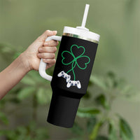 Video Game Lover St Patricks Day with Shamrock Controllers Tumbler With Handle