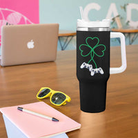 Video Game Lover St Patricks Day with Shamrock Controllers Tumbler With Handle
