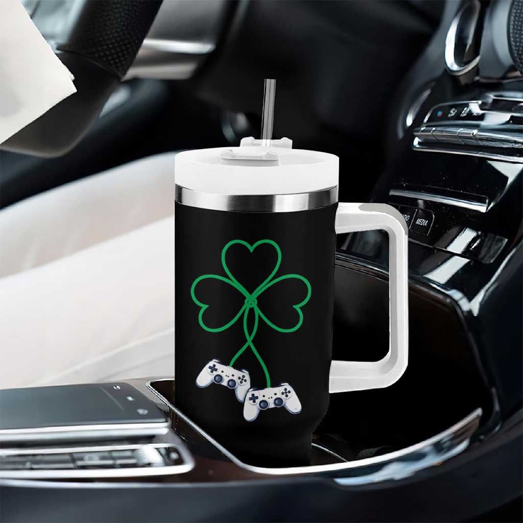 Video Game Lover St Patricks Day with Shamrock Controllers Tumbler With Handle