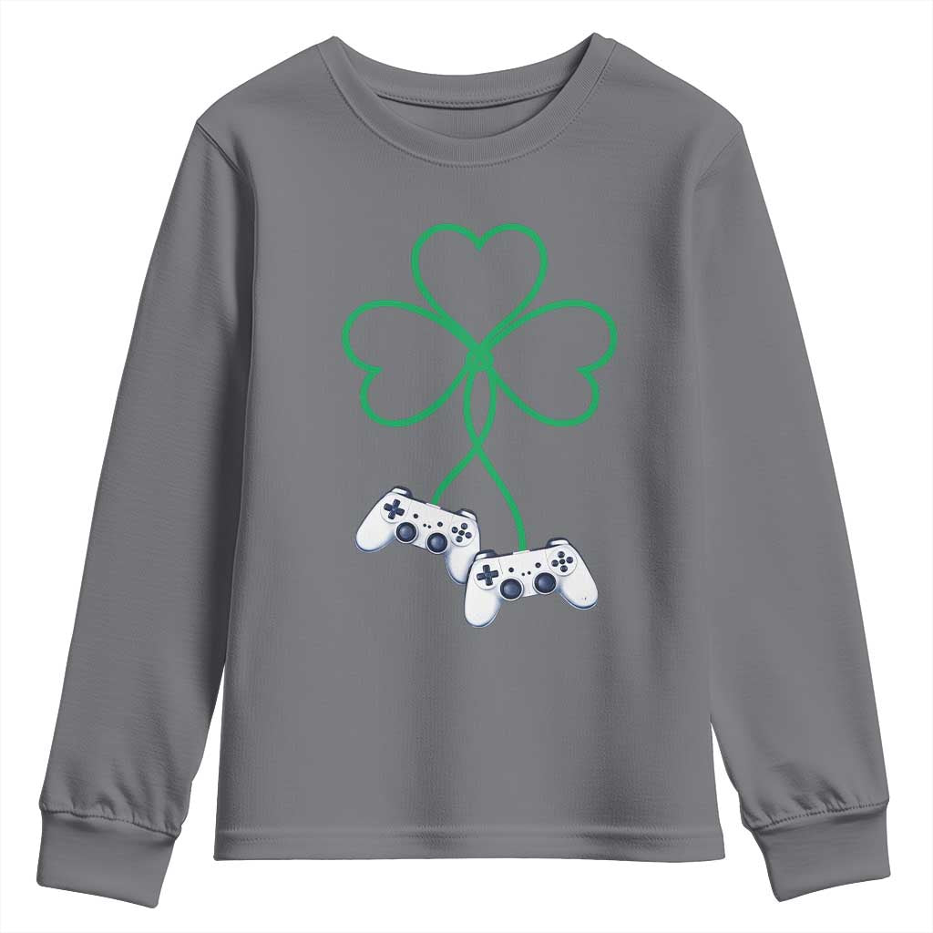Video Game Lover St Patricks Day with Shamrock Controllers Youth Sweatshirt