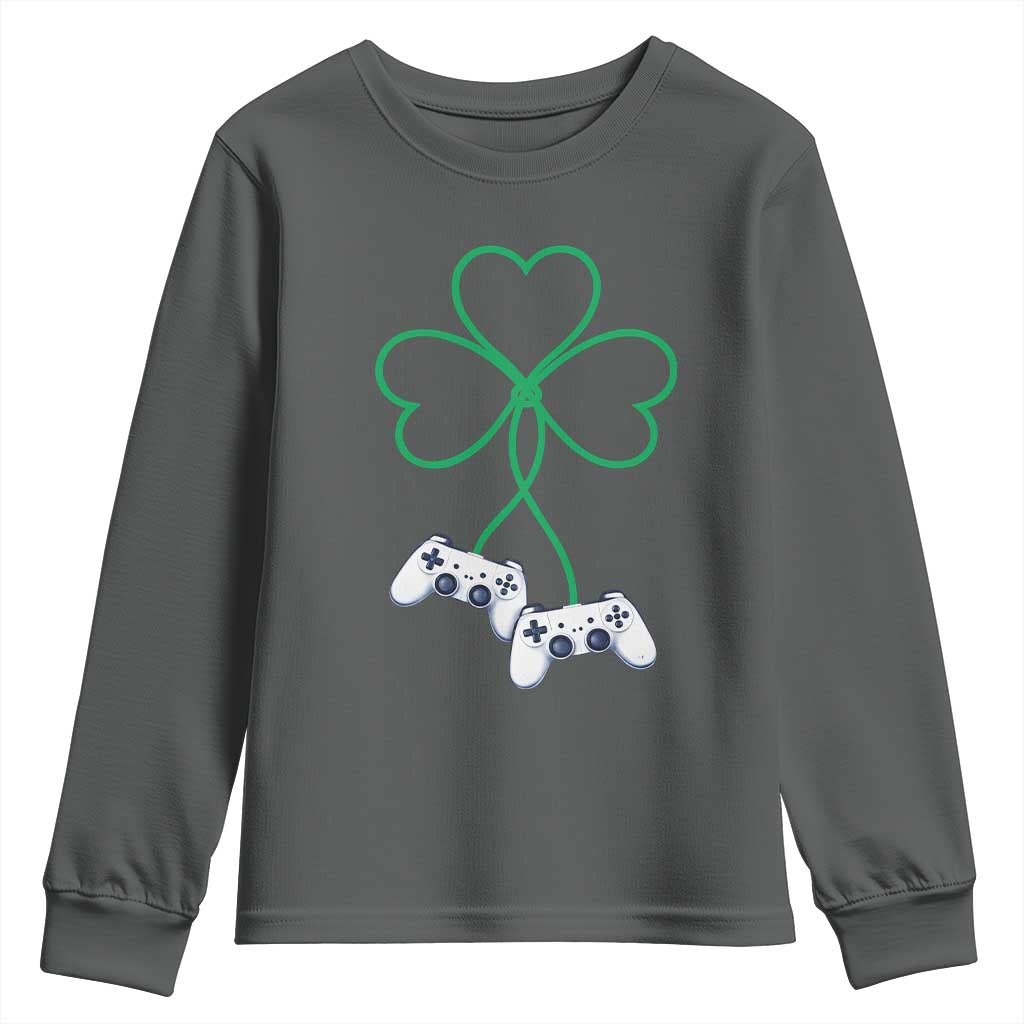 Video Game Lover St Patricks Day with Shamrock Controllers Youth Sweatshirt