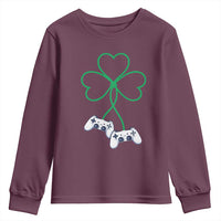 Video Game Lover St Patricks Day with Shamrock Controllers Youth Sweatshirt
