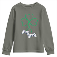 Video Game Lover St Patricks Day with Shamrock Controllers Youth Sweatshirt