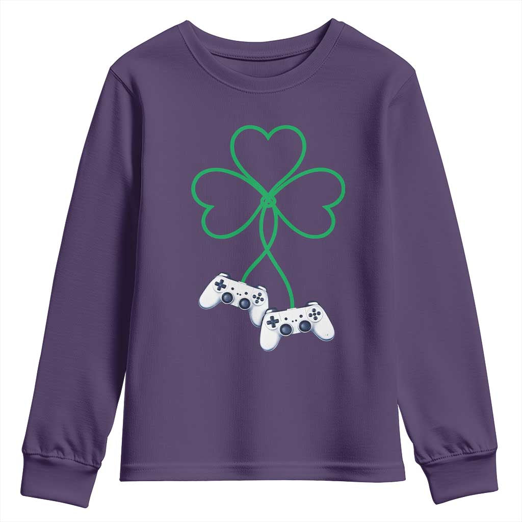 Video Game Lover St Patricks Day with Shamrock Controllers Youth Sweatshirt