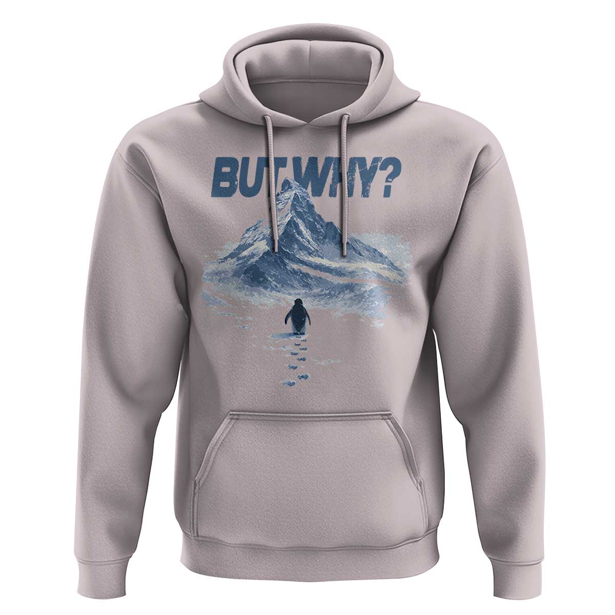 Penguin But Why Hoodie Funny Penguin Snowy Mountain Meme