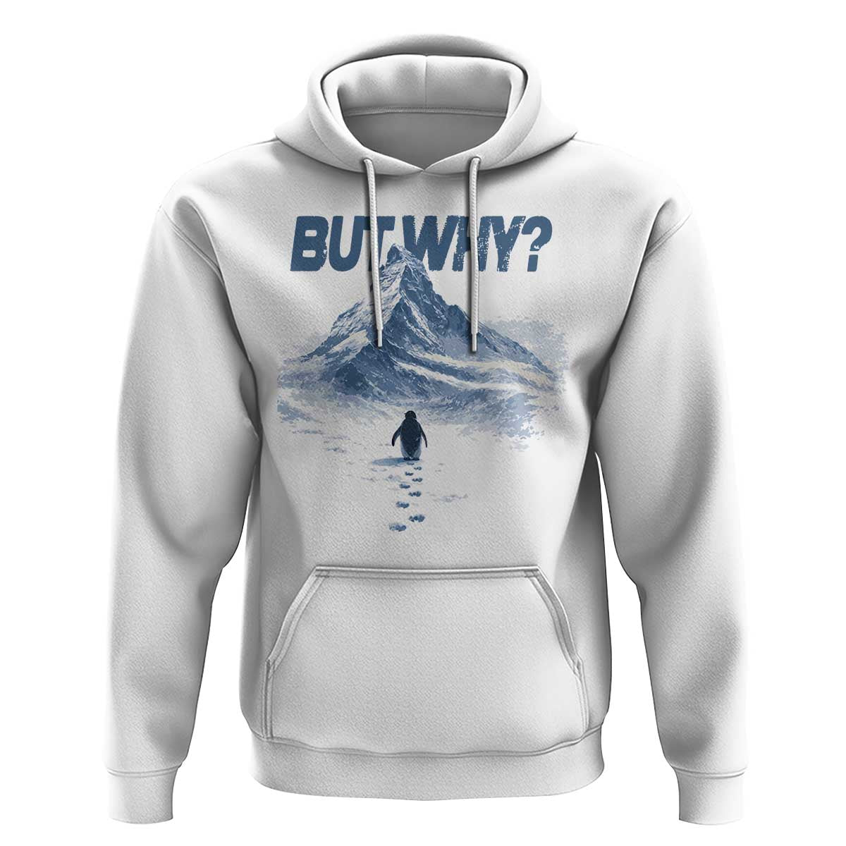 Penguin But Why Hoodie Funny Penguin Snowy Mountain Meme