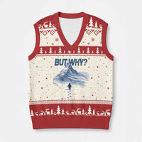 Penguin But Why V-Neck Knit Sweater Vest Funny Penguin Snowy Mountain Meme