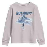Penguin But Why Youth Sweatshirt Funny Penguin Snowy Mountain Meme