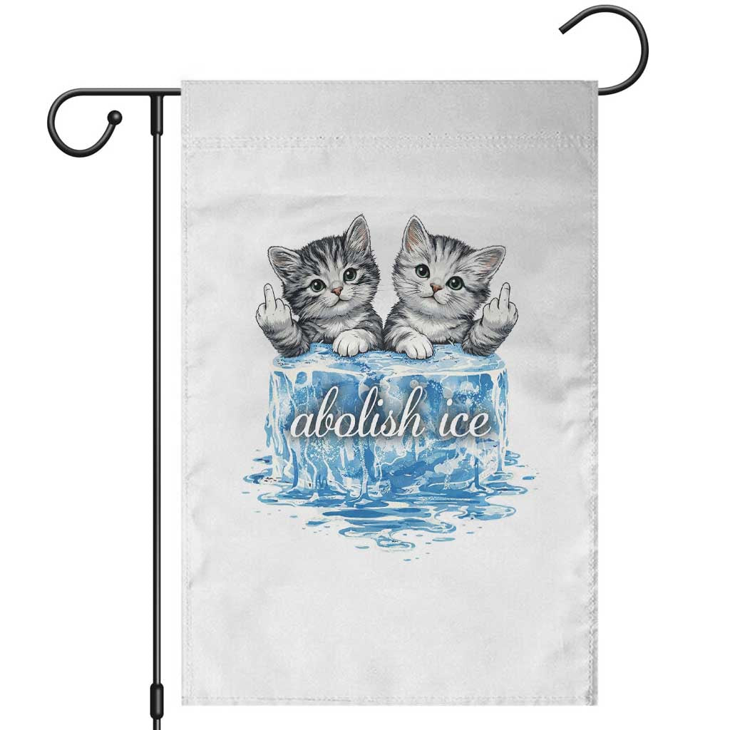 Abolish Ice Garden Flag Cute Cat Melting Ice Pro Immigrant