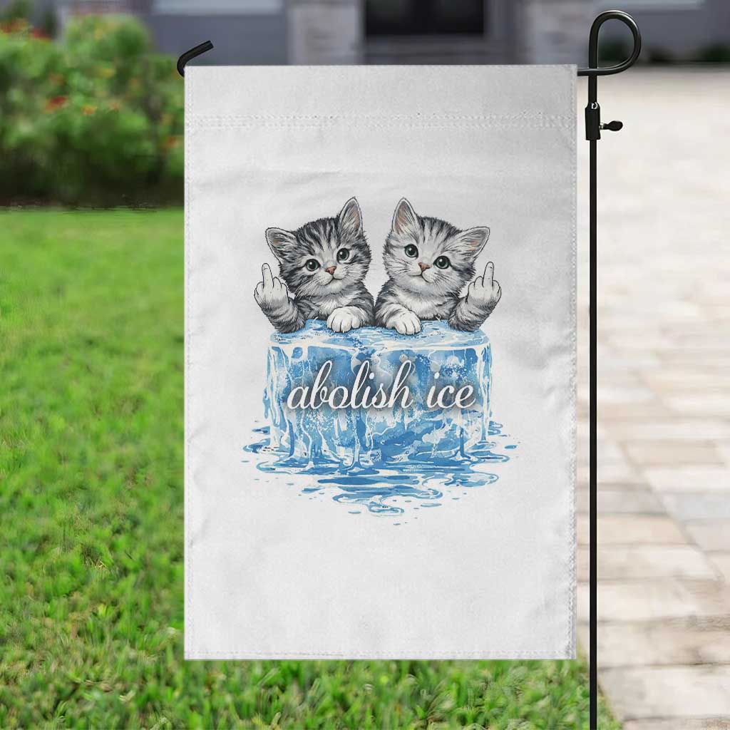 Abolish Ice Garden Flag Cute Cat Melting Ice Pro Immigrant