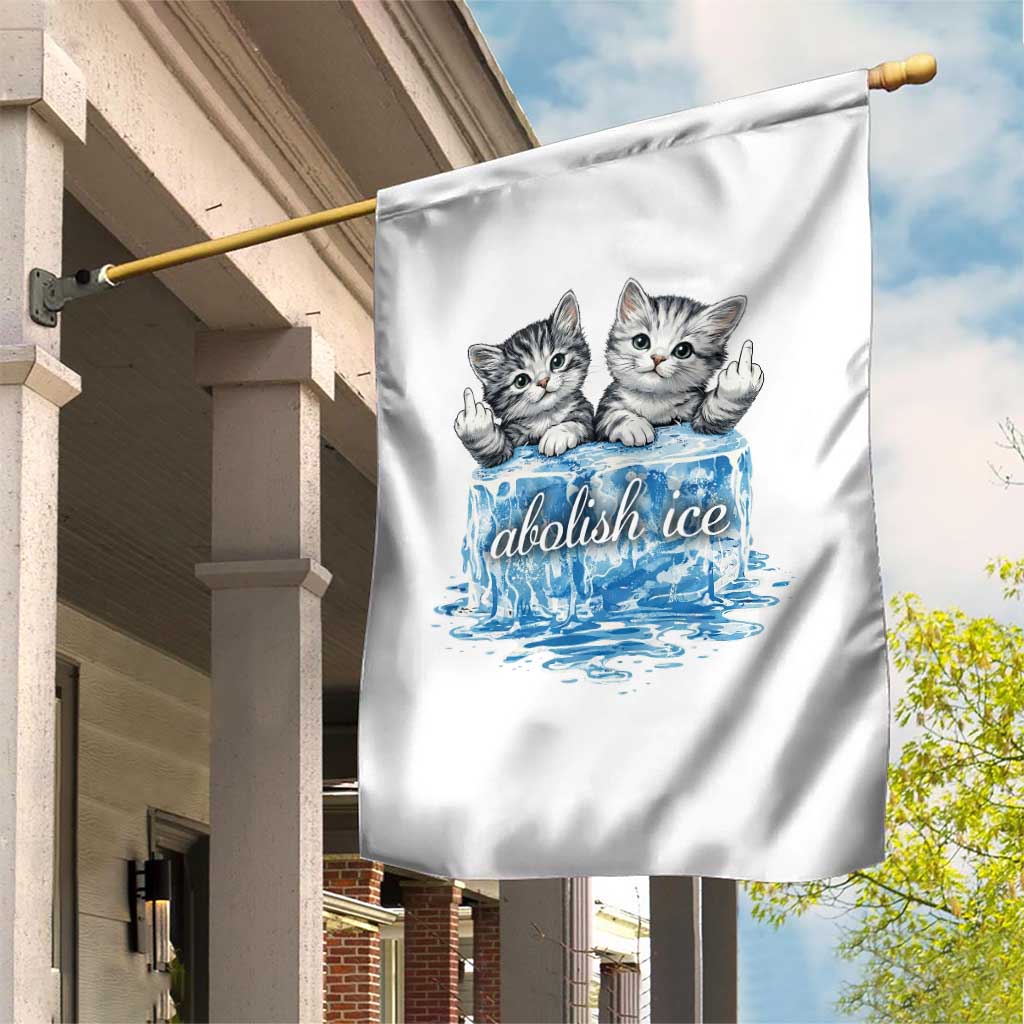 Abolish Ice Garden Flag Cute Cat Melting Ice Pro Immigrant
