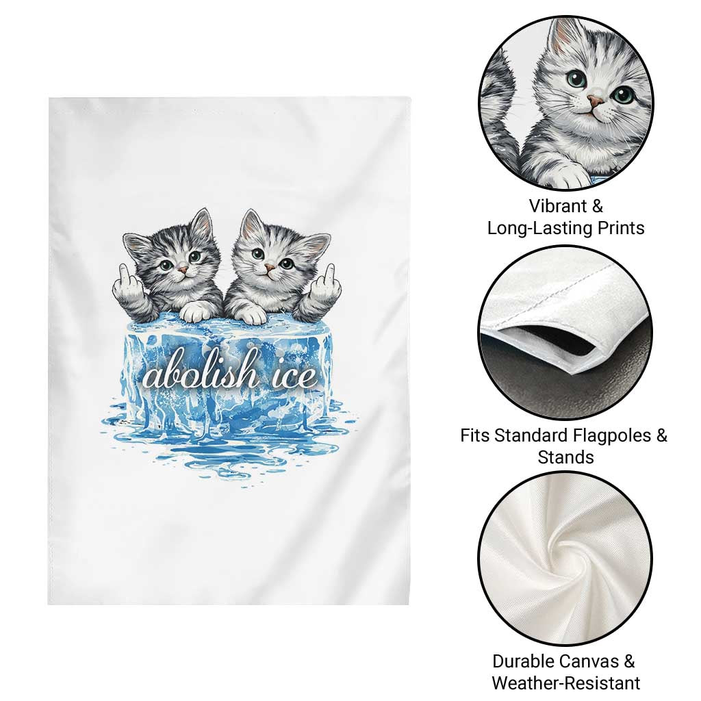 Abolish Ice Garden Flag Cute Cat Melting Ice Pro Immigrant