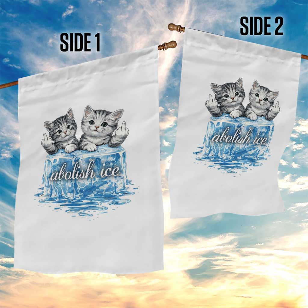 Abolish Ice Garden Flag Cute Cat Melting Ice Pro Immigrant