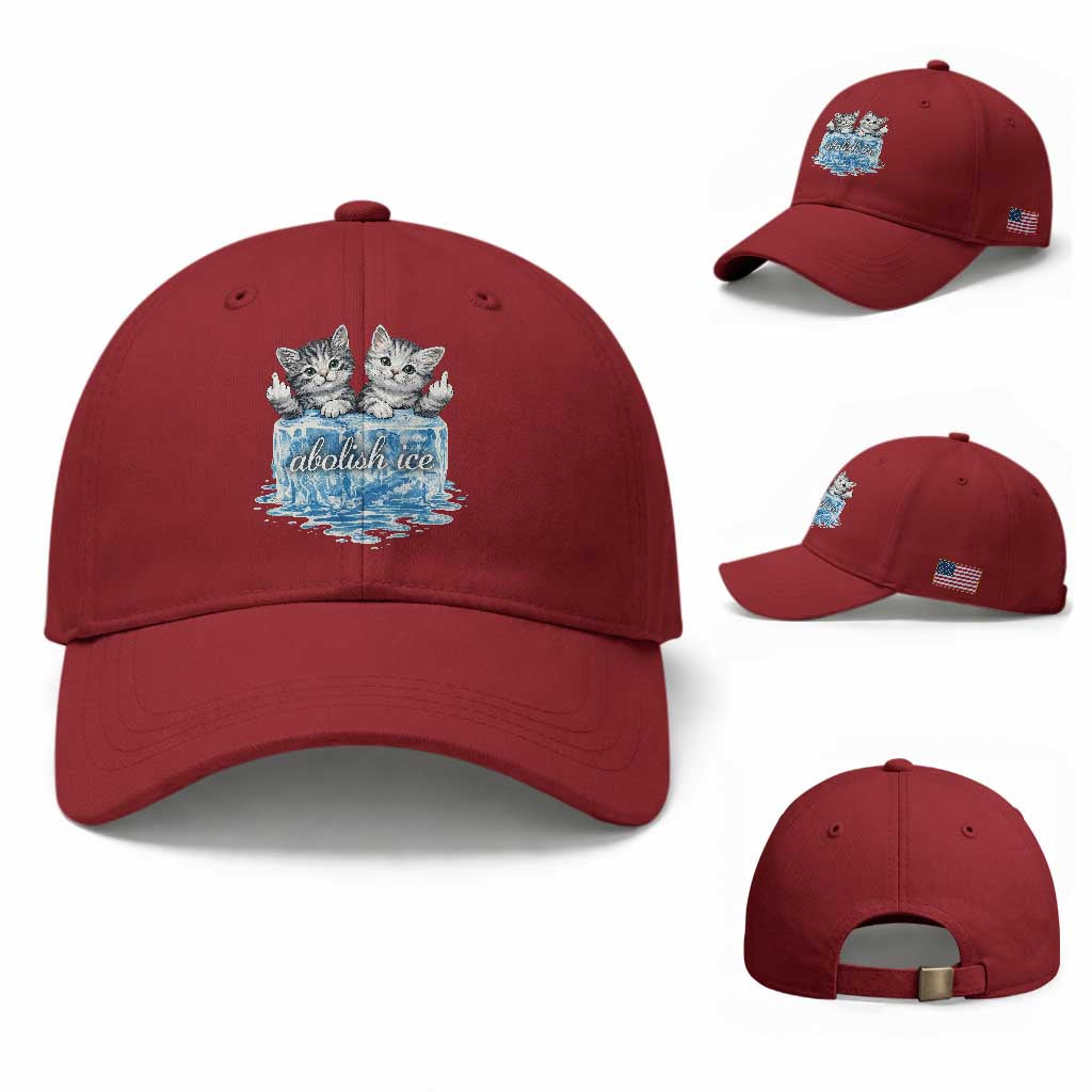 Abolish Ice Baseball Cap Cute Cat Melting Ice Pro Immigrant