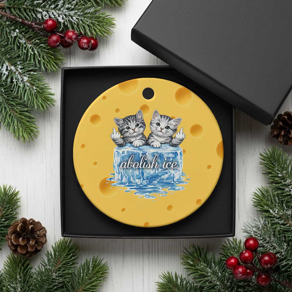 Abolish Ice Ceramic Ornament Cute Cat Melting Ice Pro Immigrant