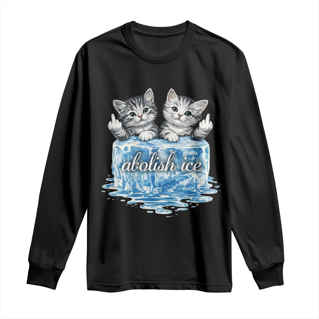 Abolish Ice Long Sleeve Shirt Cute Cat Melting Ice Pro Immigrant